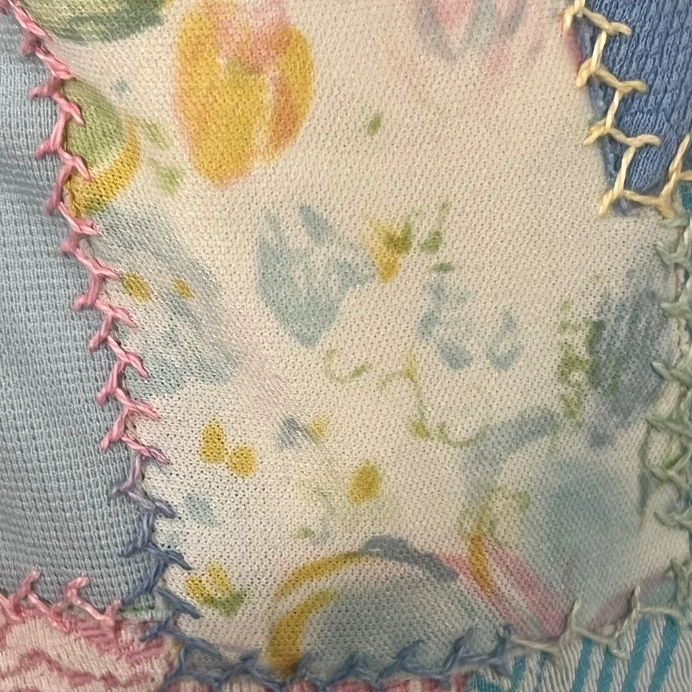 Vintage Pastel Floral Patchwork Quilt Throw 50x62‎